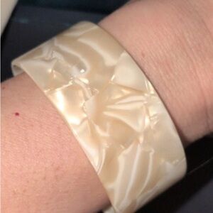 Cream Marbled Resin Cuff Bracelet